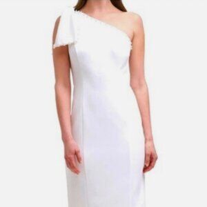 Eliza J White Midi Bow Shoulder Dress sz 8 NWT